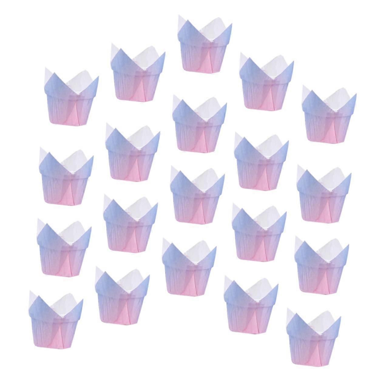 50Pcs Gradient Tulip Cupcake Liners for Weddings Parties Muffins and Versatile Baking