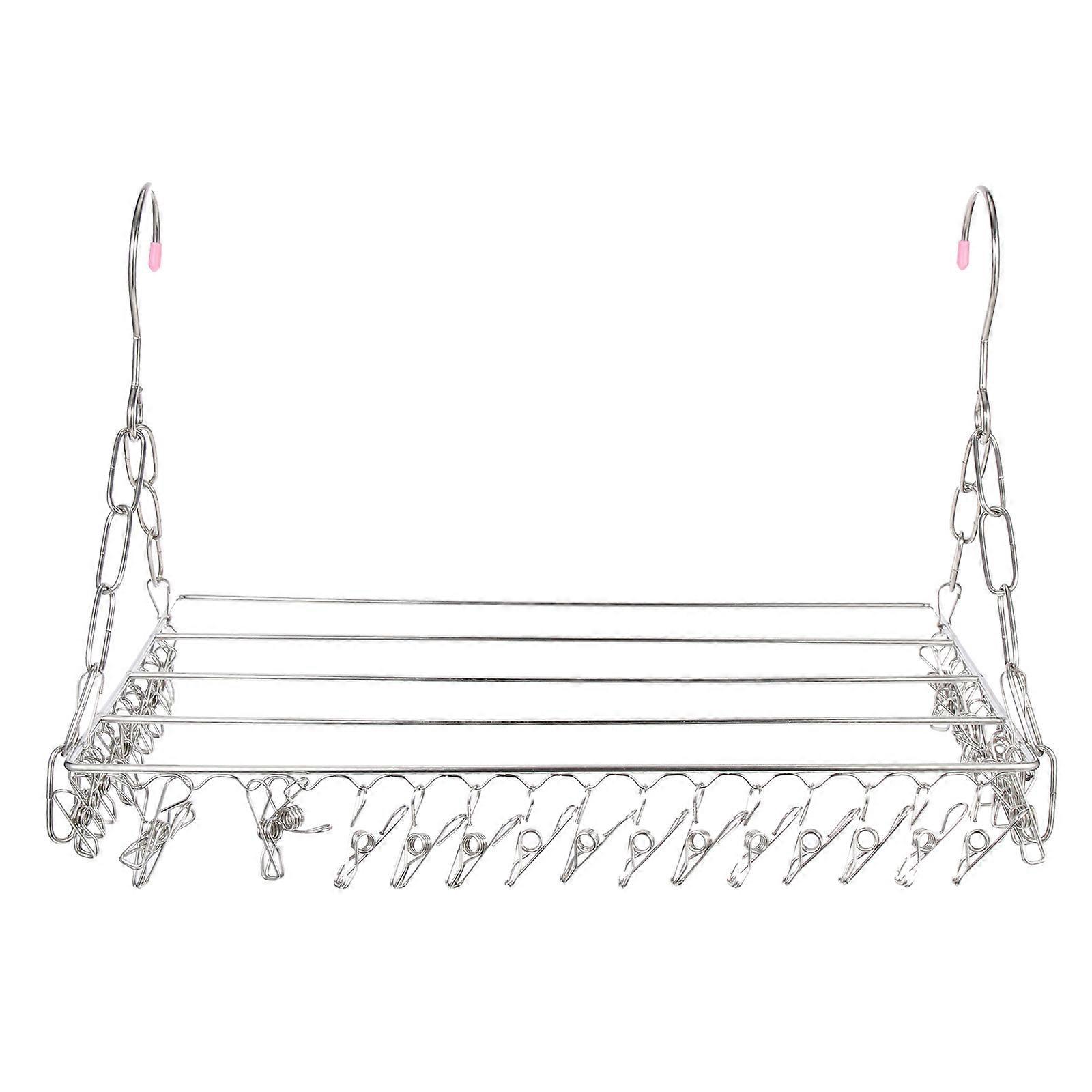 Socks Hanger Stainless Steel for Windproof Drying with 36 Clips