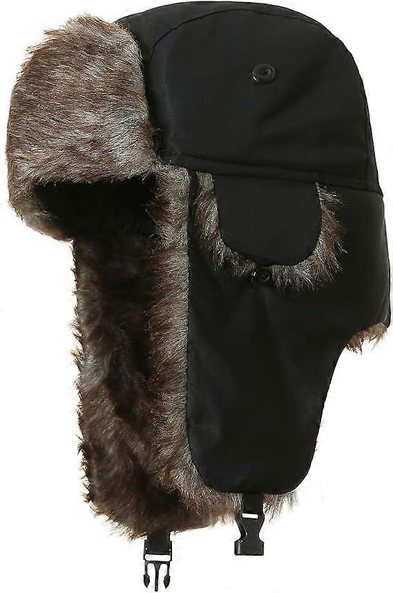 Black Winter Hat with Earflap Design, Windproof, Cold-proof and Snowproof