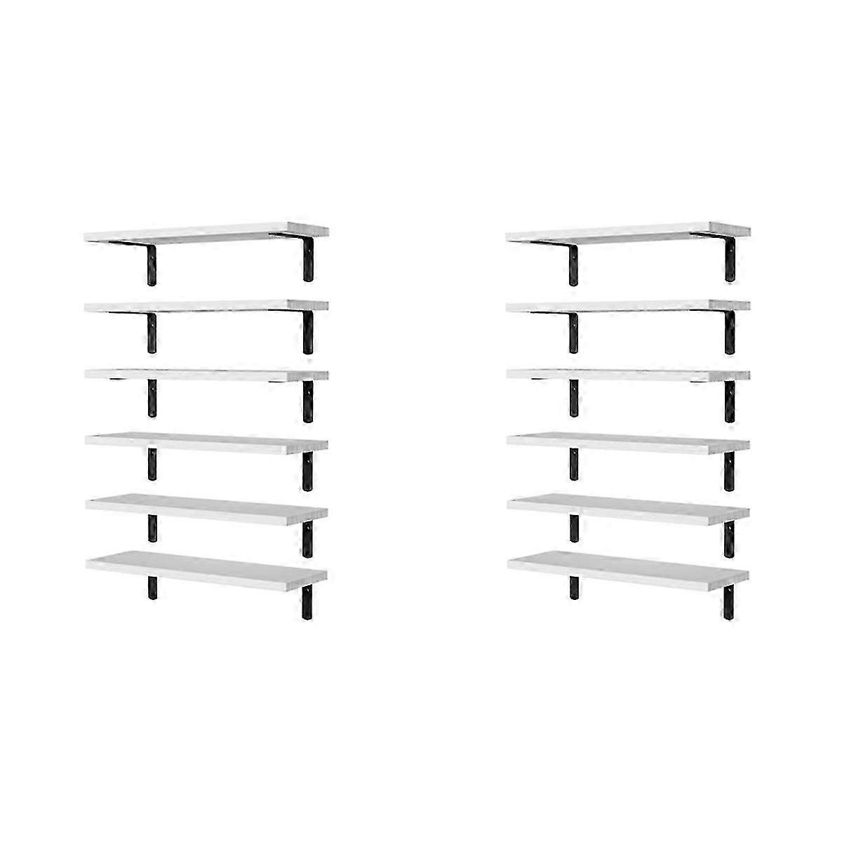 Solid Wood Floating Shelves for Wall Decor, White, 2 Pack