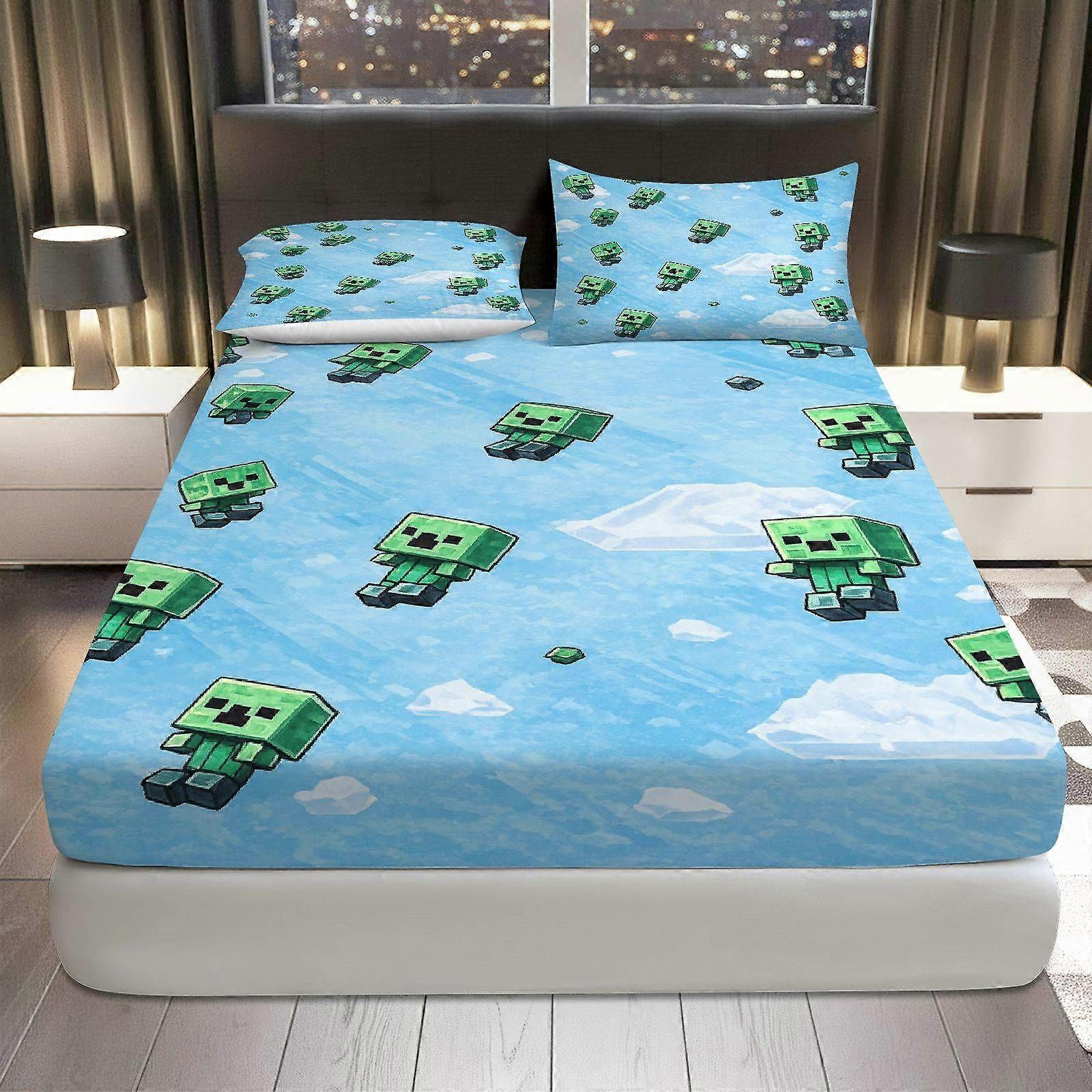 3pcs Sky Block Fitted Sheet Set  Coreless Room Theme