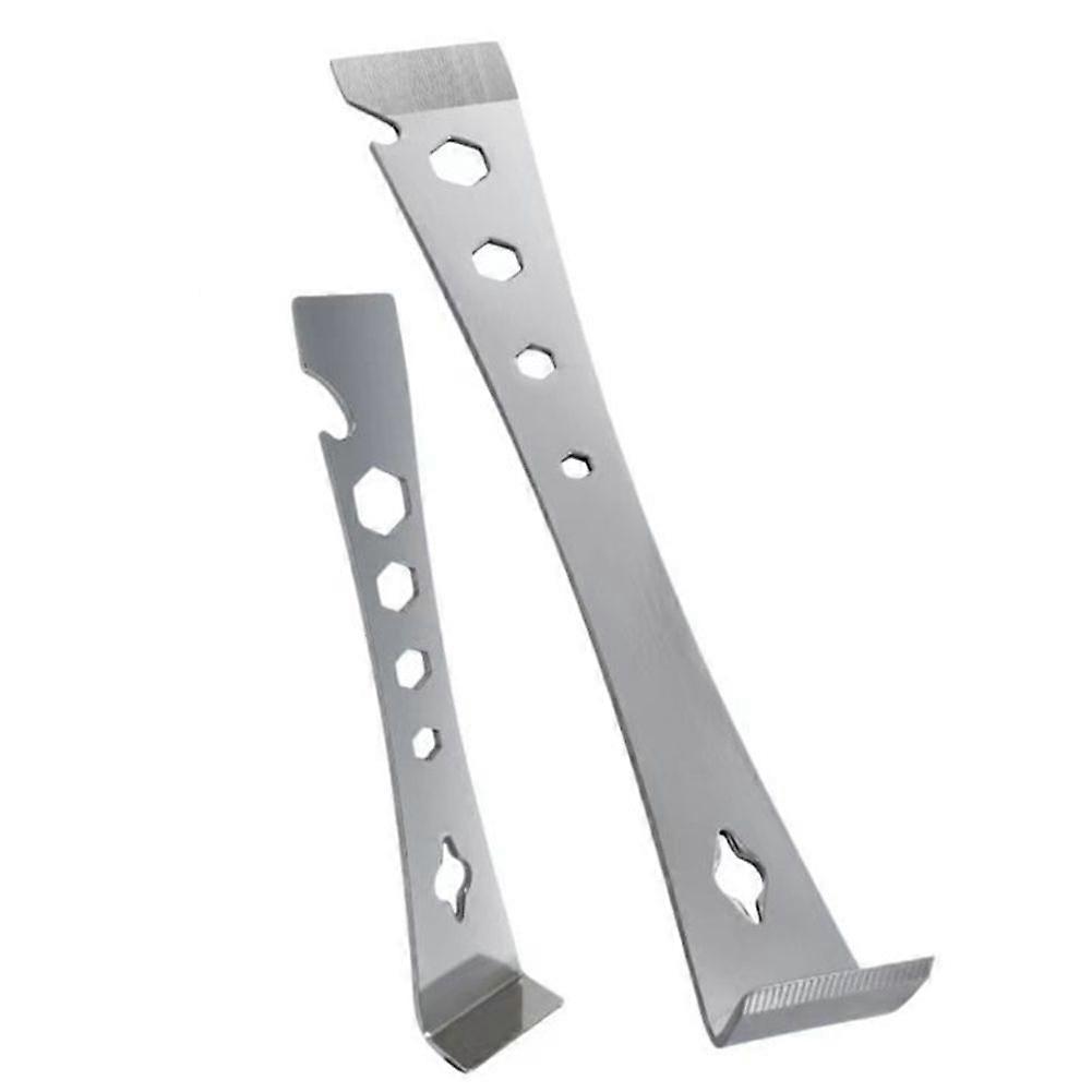 2pcs Stainless Steel Pry Bar Scraper Set Flat Pry Bar Mini Crowbar with Multiple Functions