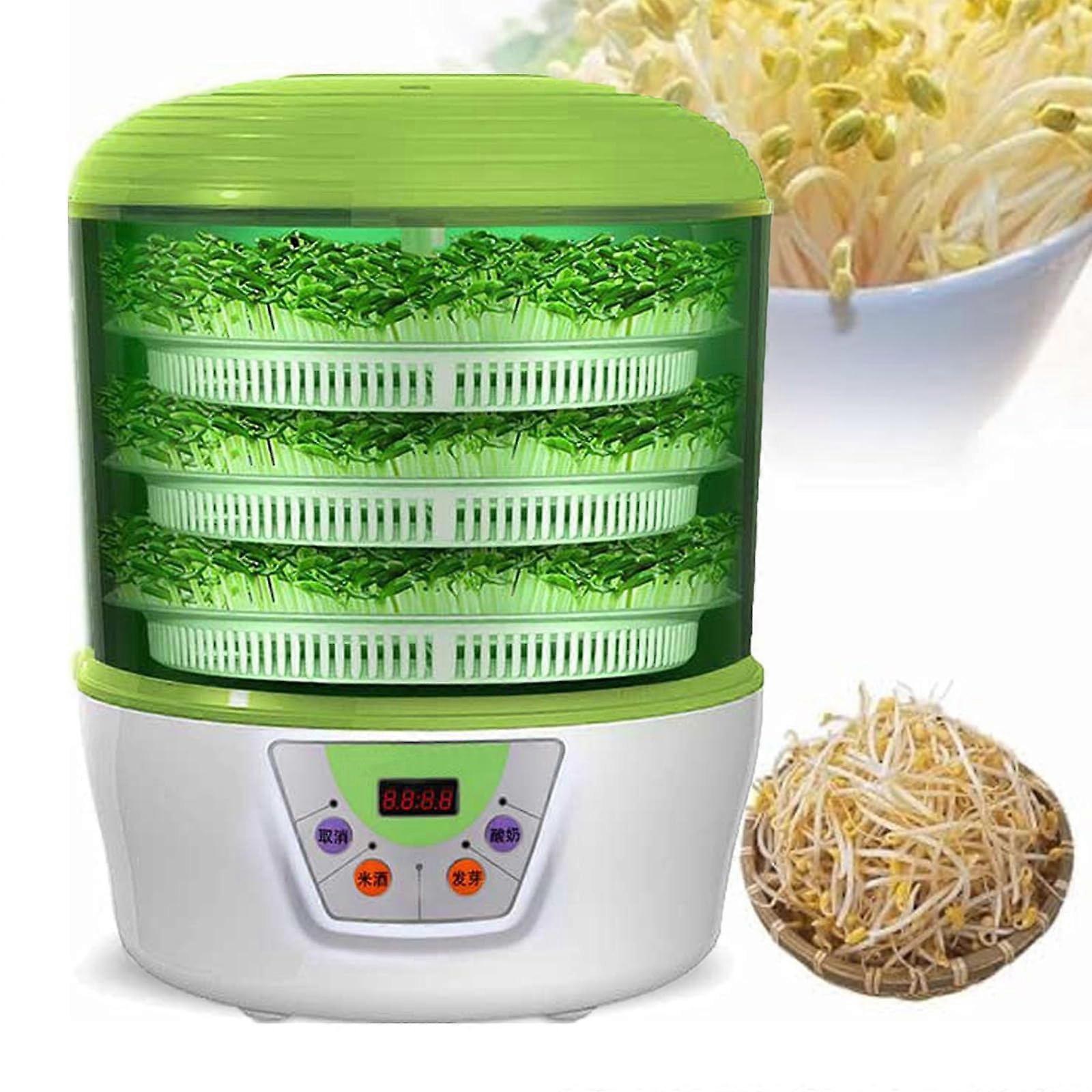 Automatic Bean Sprout Machine with Intelligent Temperature Control, 3Layer Seed Sprouter, Green