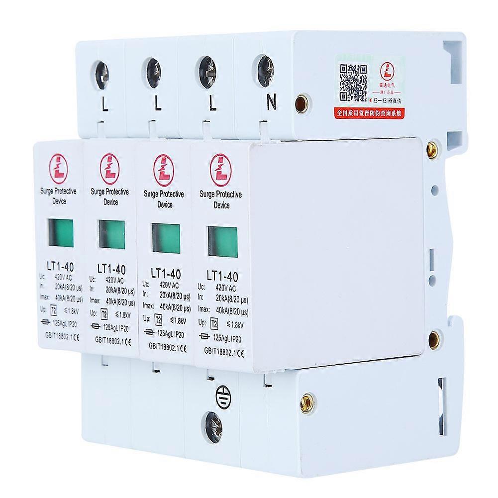 4P LT1-40 surge protector, 40 ka protection module, low voltage surge protector, white