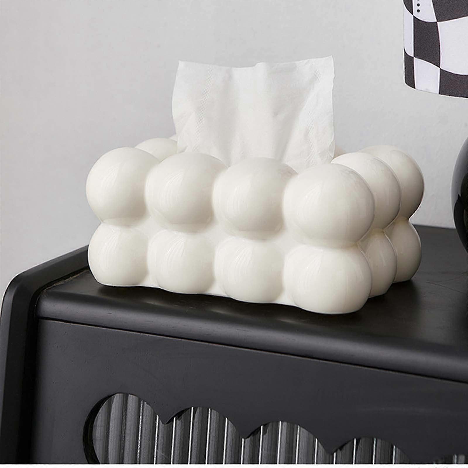 Modern Ceramic Tissue Box Cover with Bubble Cloud Design Decorative Holder for Home and Bathroom