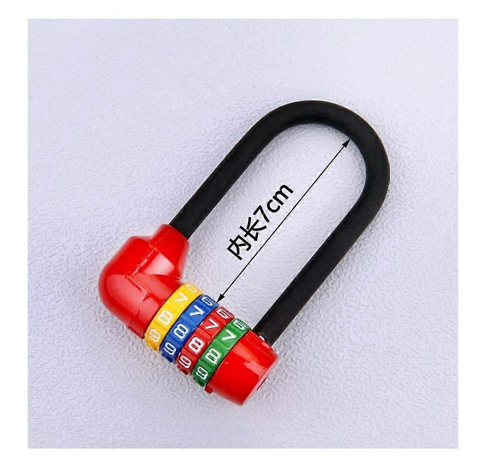 Combination Padlock with UShaped Long Shackle, DoubleLock Security, 7cm Beam, Red