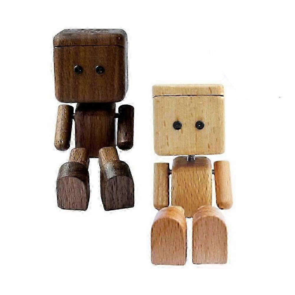 Cute Solid-Wood Leg-shaking Robot Figurine Car Mounted Aromatherapy Accessory