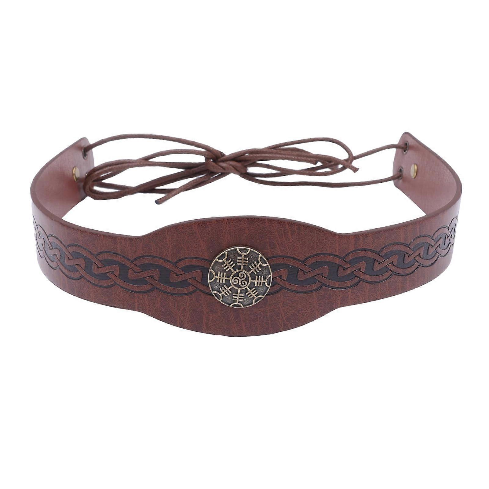Viking Leather Headband Adjustable Elastic Fit Authentic Design for Cosplay and Festivals
