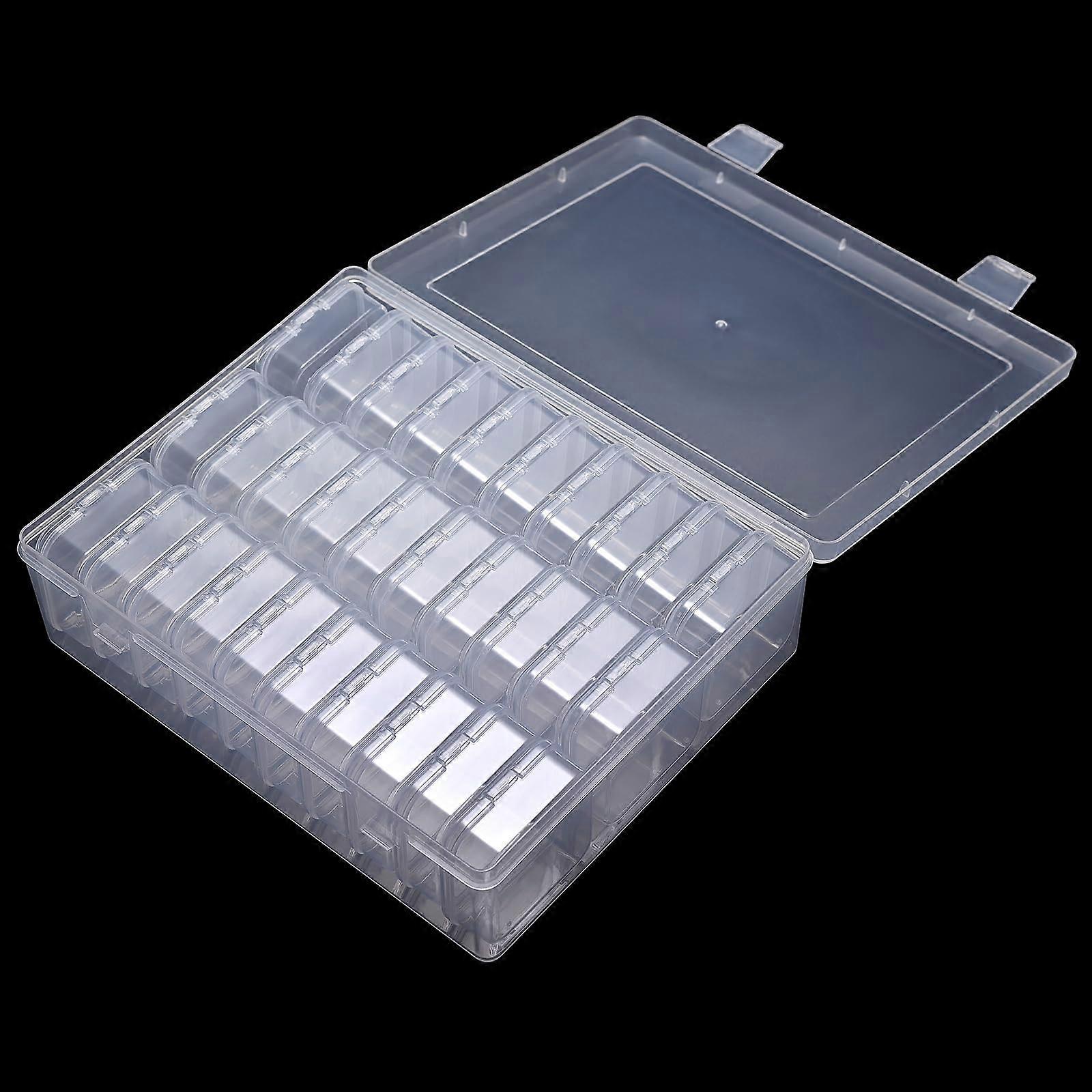 Bead Storage Organizer with Secure Locking Lids, 30 Compartment Clear Jewelry Making Box