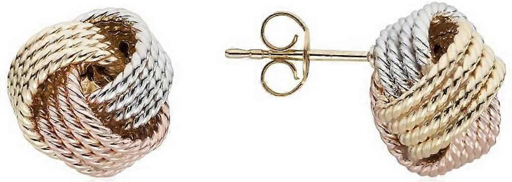 Mark Milton Textured Knot Stud Earrings - Yellow/White/Rose Gold