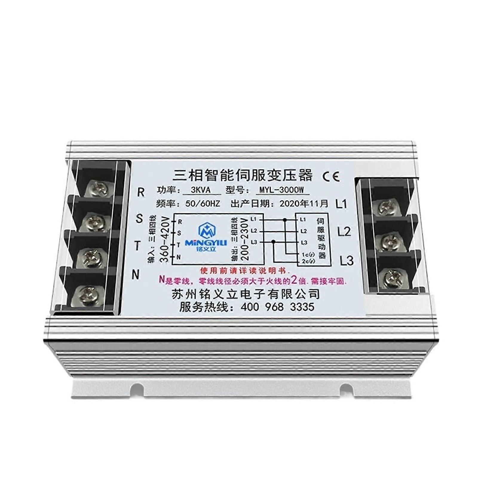 Three Phase Servo Voltage Stabilizer 3KVA 380V to 220V Intelligent Electronic Regulator 3000W