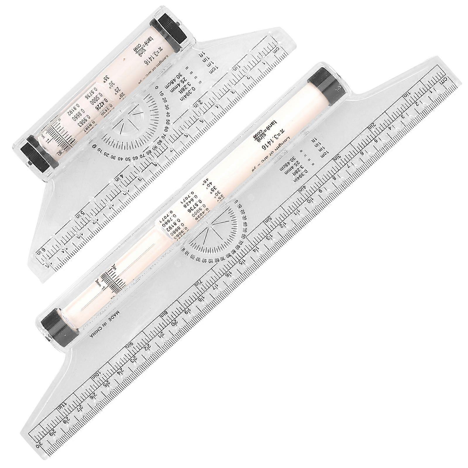 2pcs Multi-purpose Drawing Ruler Engineers Rolling Ruler Portable Measuring Tool