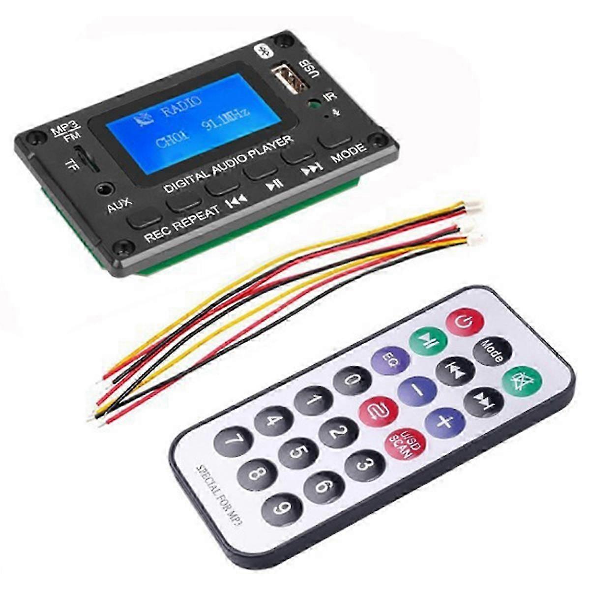 Car Bluetooth MP3 Decoder Board LCD Display MP3 Audio Module Speaker Support FM Radio AUX USB Decod