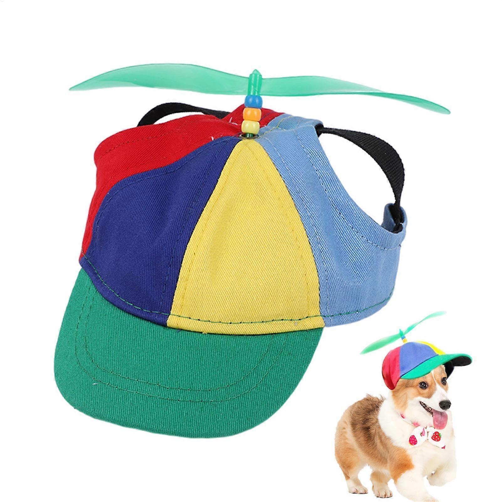 Dog Propeller Hat with Rotating Wind Propeller, Adjustable Puppy Baseball Cap for Parties GreenM