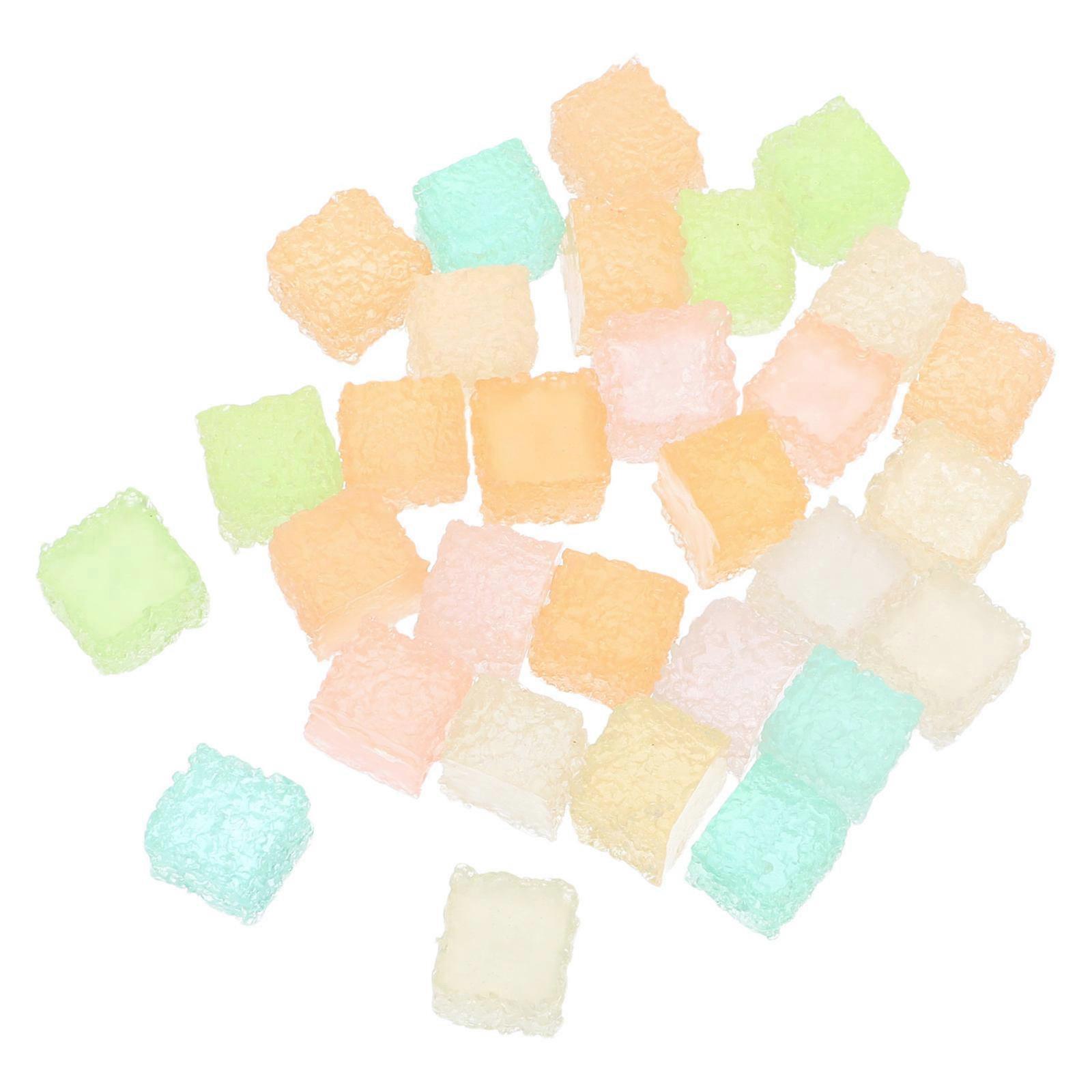 Luminous Cube Sugar Charms for DIY Use 30Pcs Mixed Color Plastic