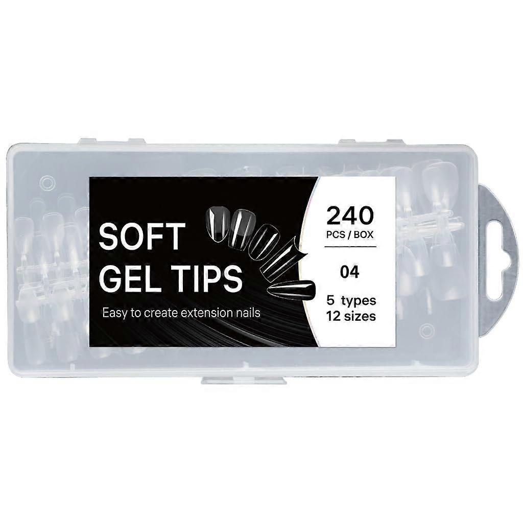 Clear Press On Nails Set 240pcs ABS False Nail Tips Beginner Friendly LongLasting Wear Multiple Sizes