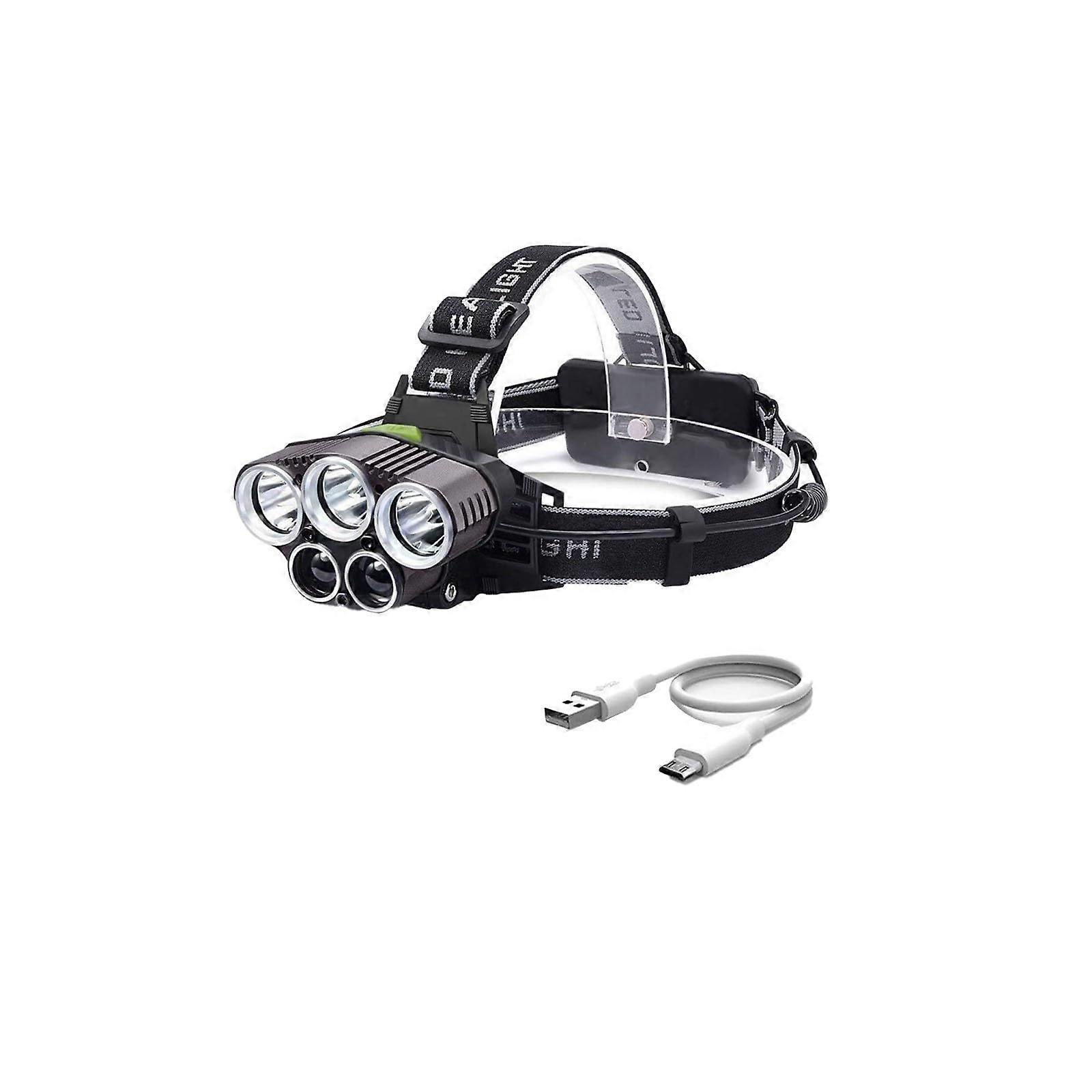 Rechargeable LED Headlamp with Adjustable Strap, Multiple Light Modes for Camping and Running