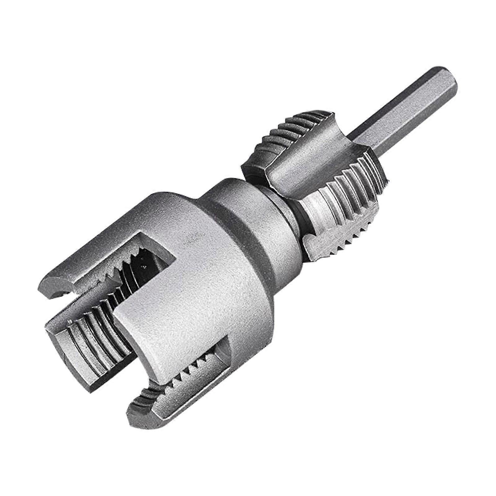 6-Point Pipe Threading Tool for Internal & External Threads, Compatible with Water Pipes, Hexagonal Drill, Silver, 2.36"