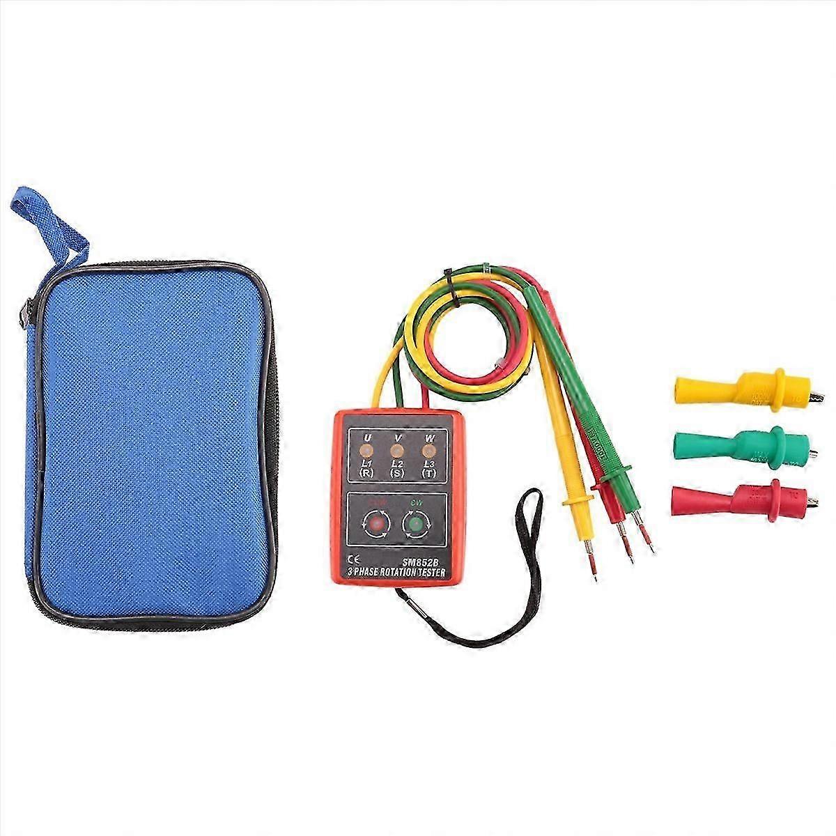 3 Phase Sequence Rotation Tester Indicator Detector Meter LED Buzzer with Portable Pouch TD-LED0
