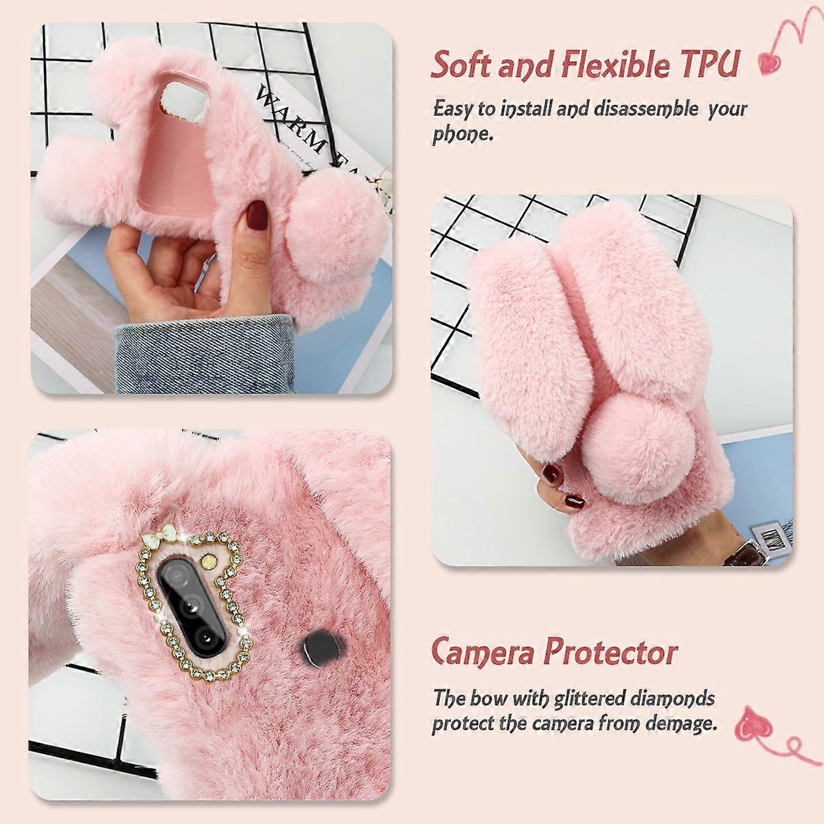Creative Plush Phone Shell Mobile Case for Protection Pink