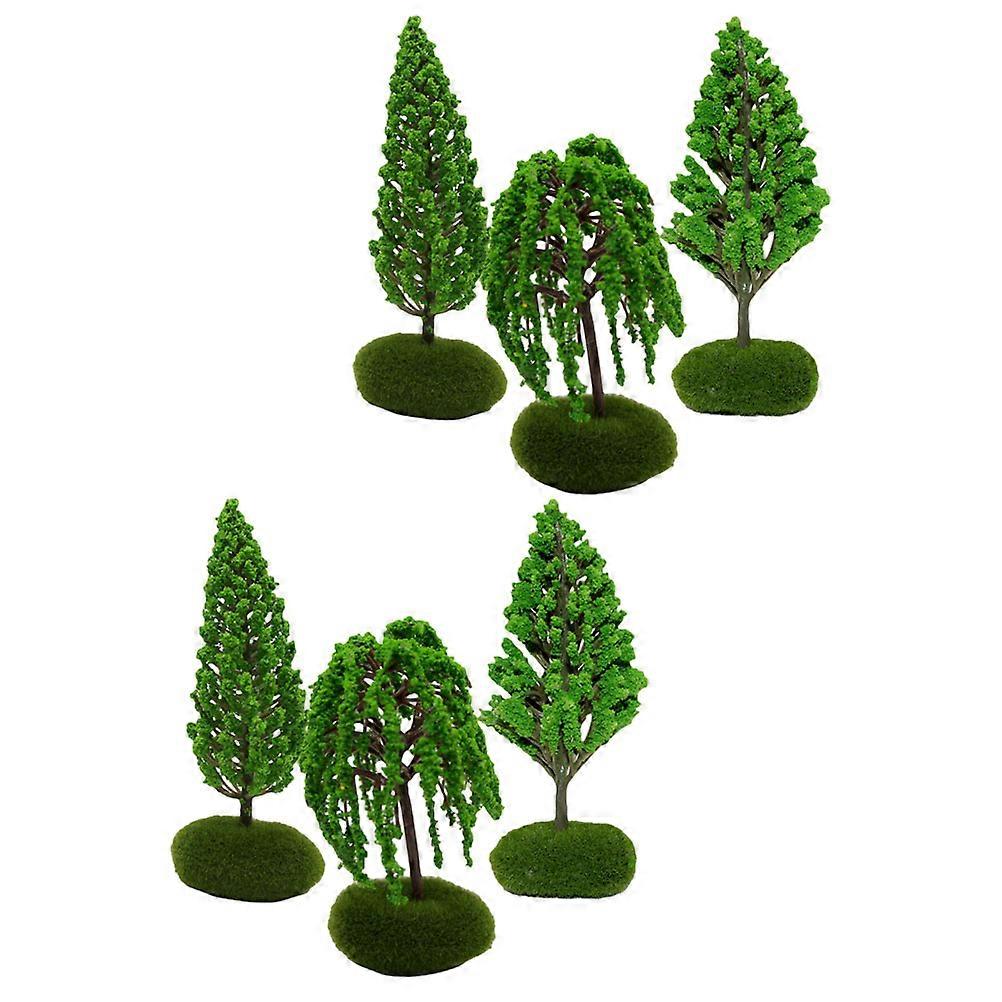 Model Trees Miniature Trees for Decoration 6Pcs Plastic Assorted