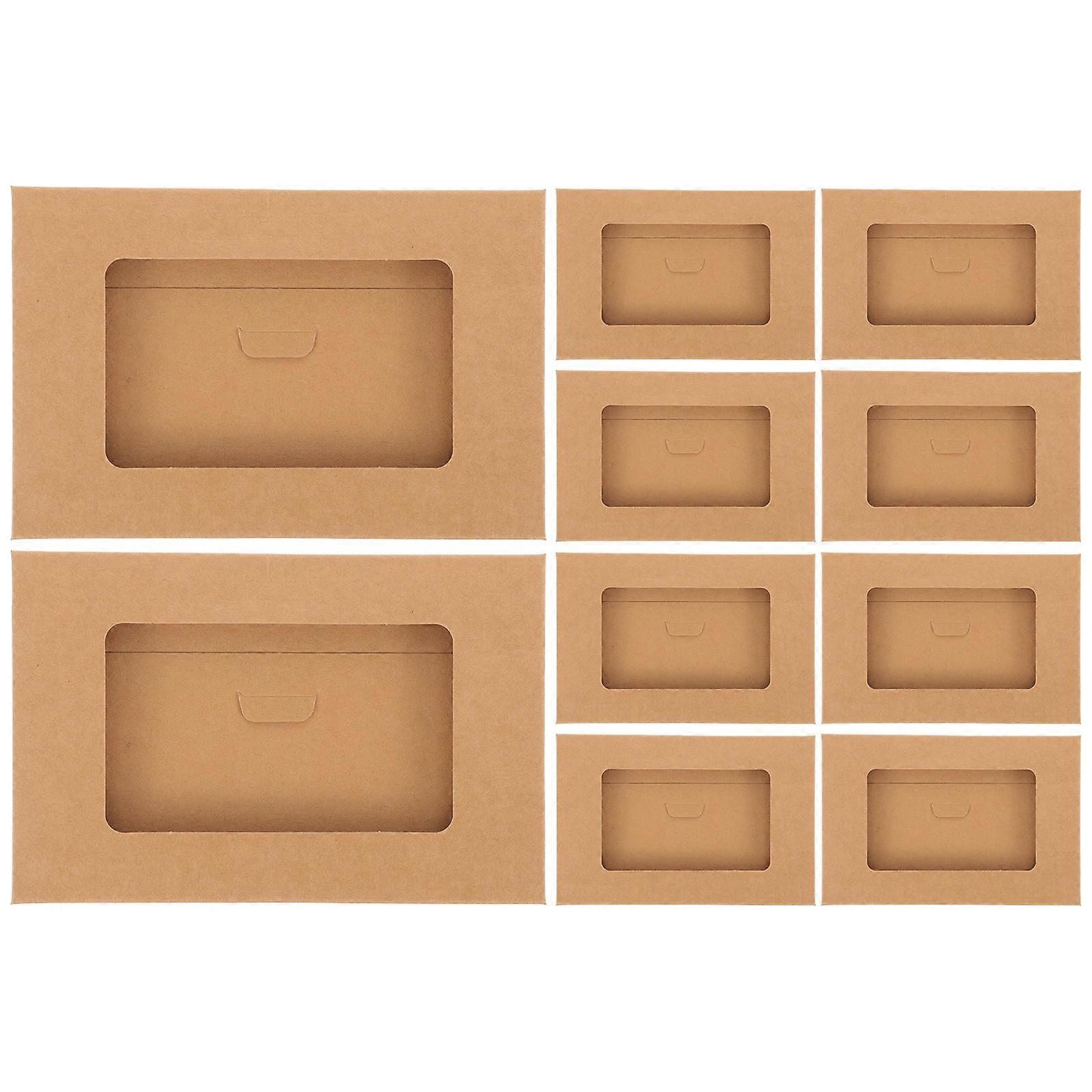 10pcs Envelop Storage Boxes Kraft Paper Postcard Boxes Open Window Postcard Boxes