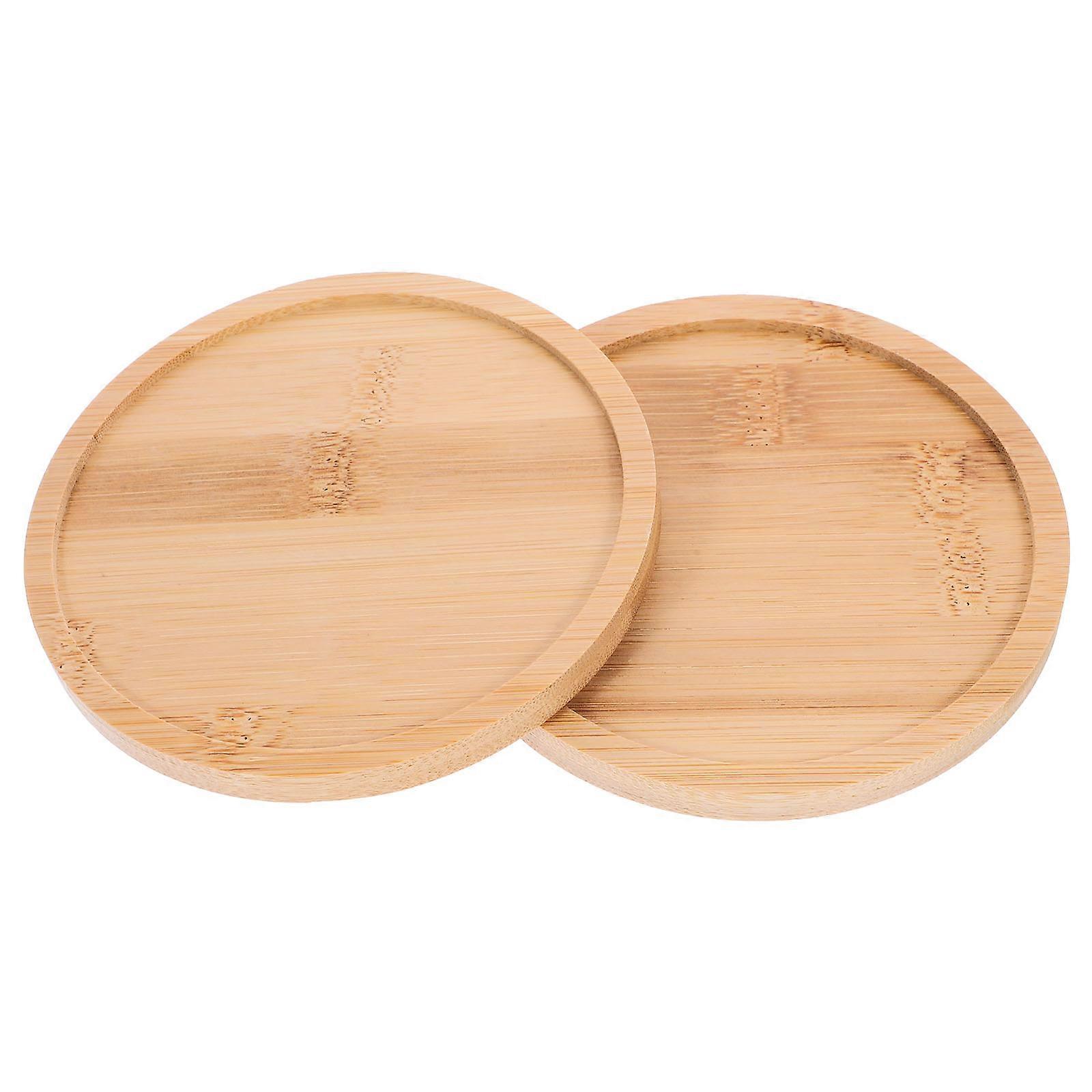 Rustic Round Wood Plates Suitable For Serving Drinks Snacks At Tea Time 2Pcs