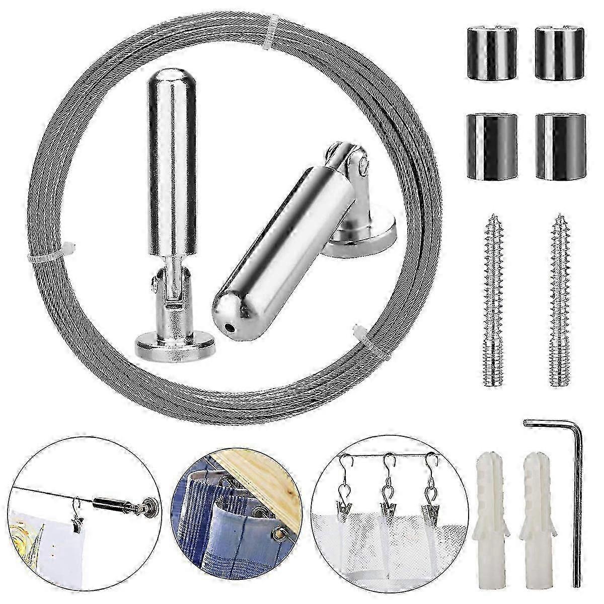 Wall Mount Curtain Wire Rod Set compatible Art Display