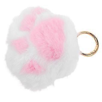 Fluffy kattepote nøglering til dekoration med hængende ring plys charme