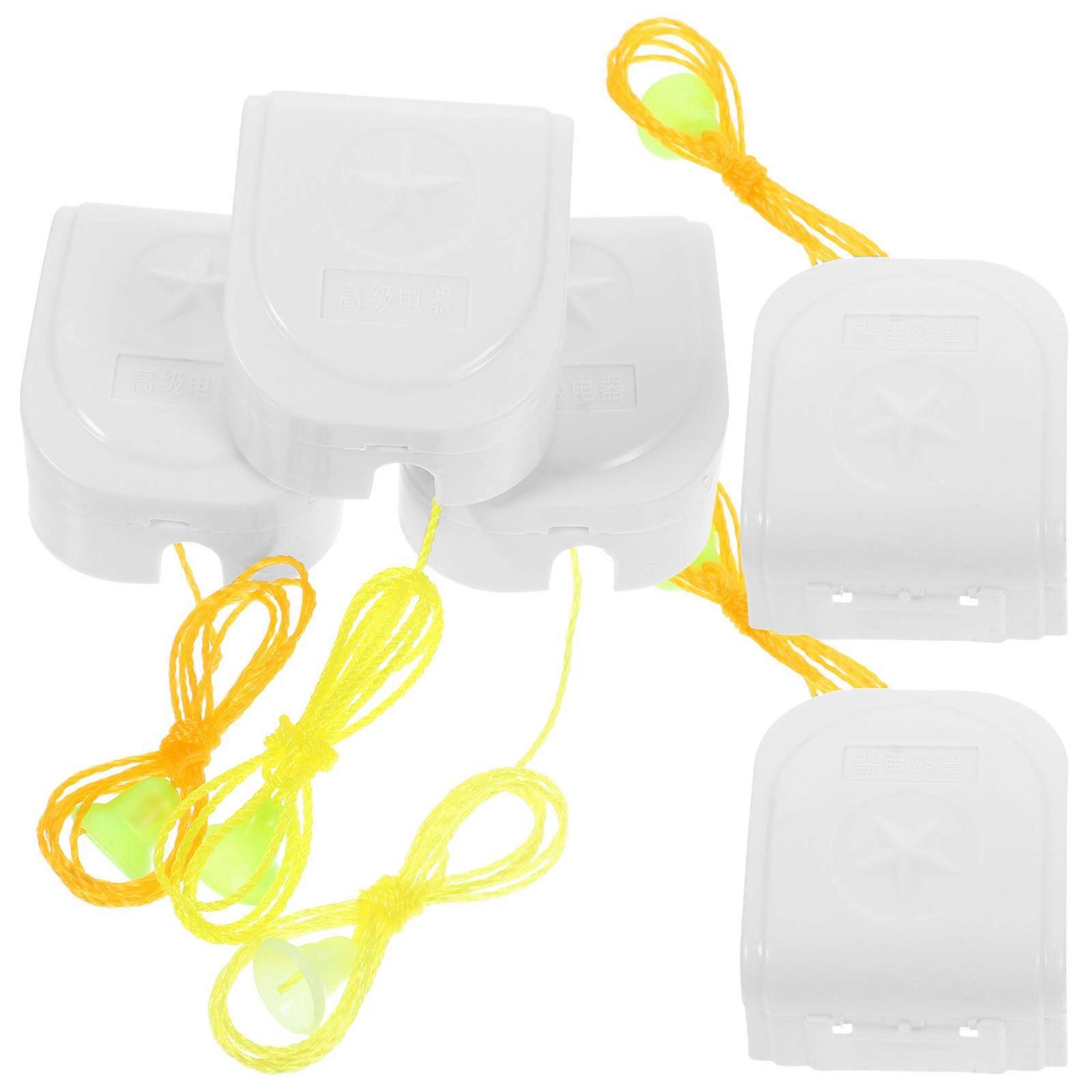 White Plastic Pull Chain Switch for Lamp Pull Use with 5Pcs Set