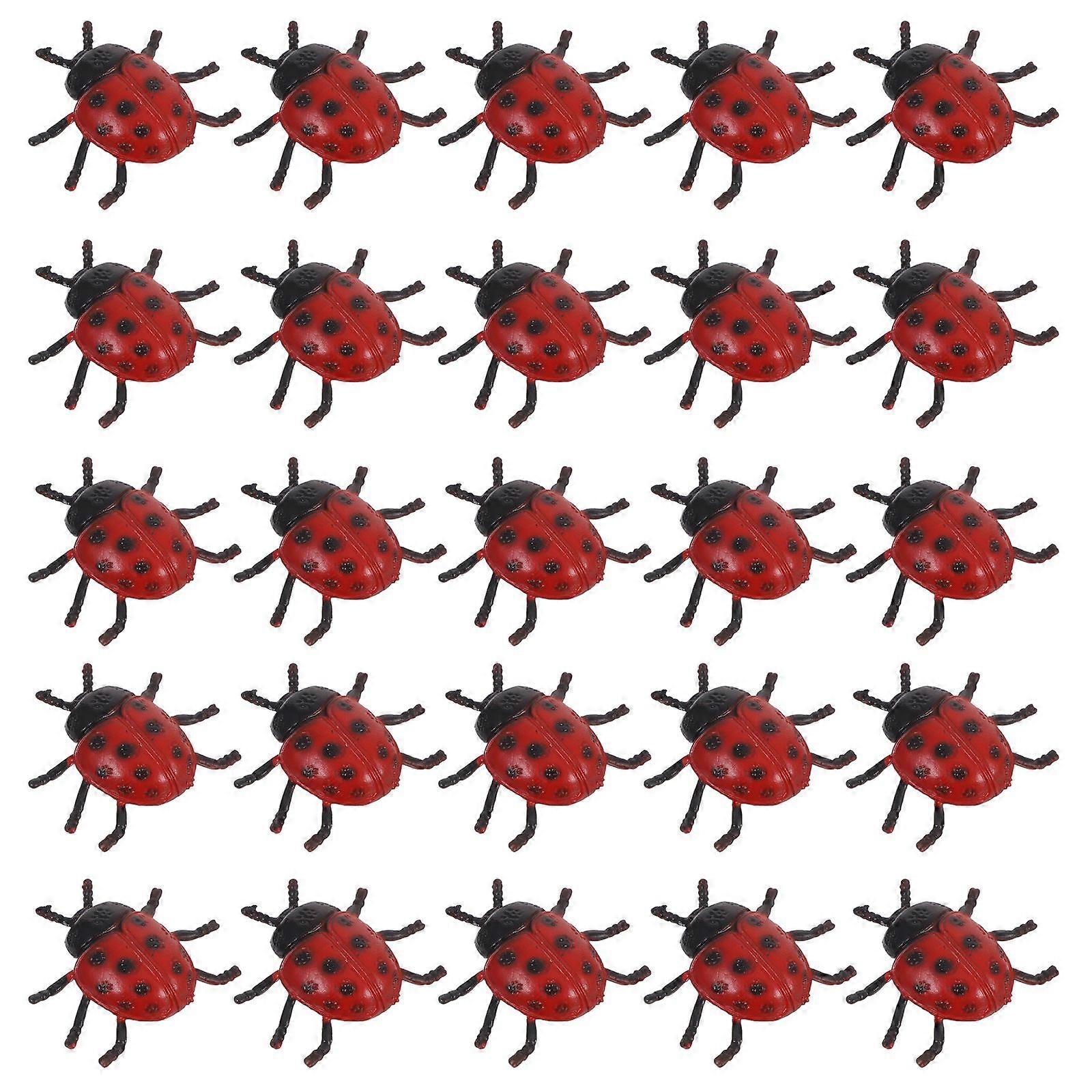 25 PCS PVC Simulation Ladybug Model Tricky Scary Toy Simulation Small Insect