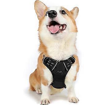 Harnais pour chien, harnais pour chien, harnais anti-traction pour animaux de compagnie avec 2 clips de laisse, gilet pour chien rembourré doux réglable, gilet réfléchissant Oxford pour animaux de compagnie extérieur avec contrôle facile