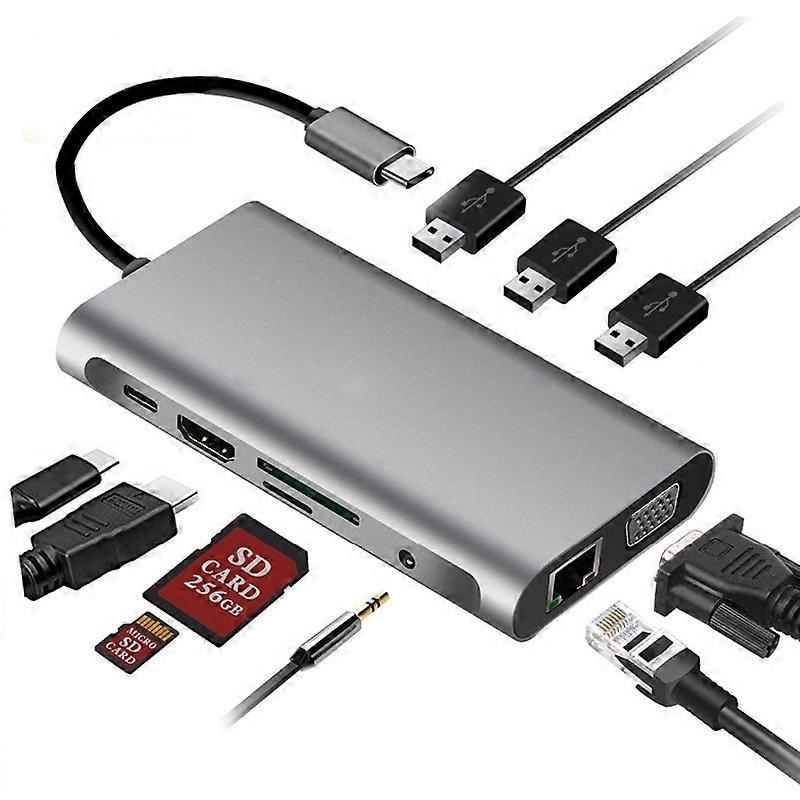 10 in 1 Type-C Multi-function Docking Station 10 in 1