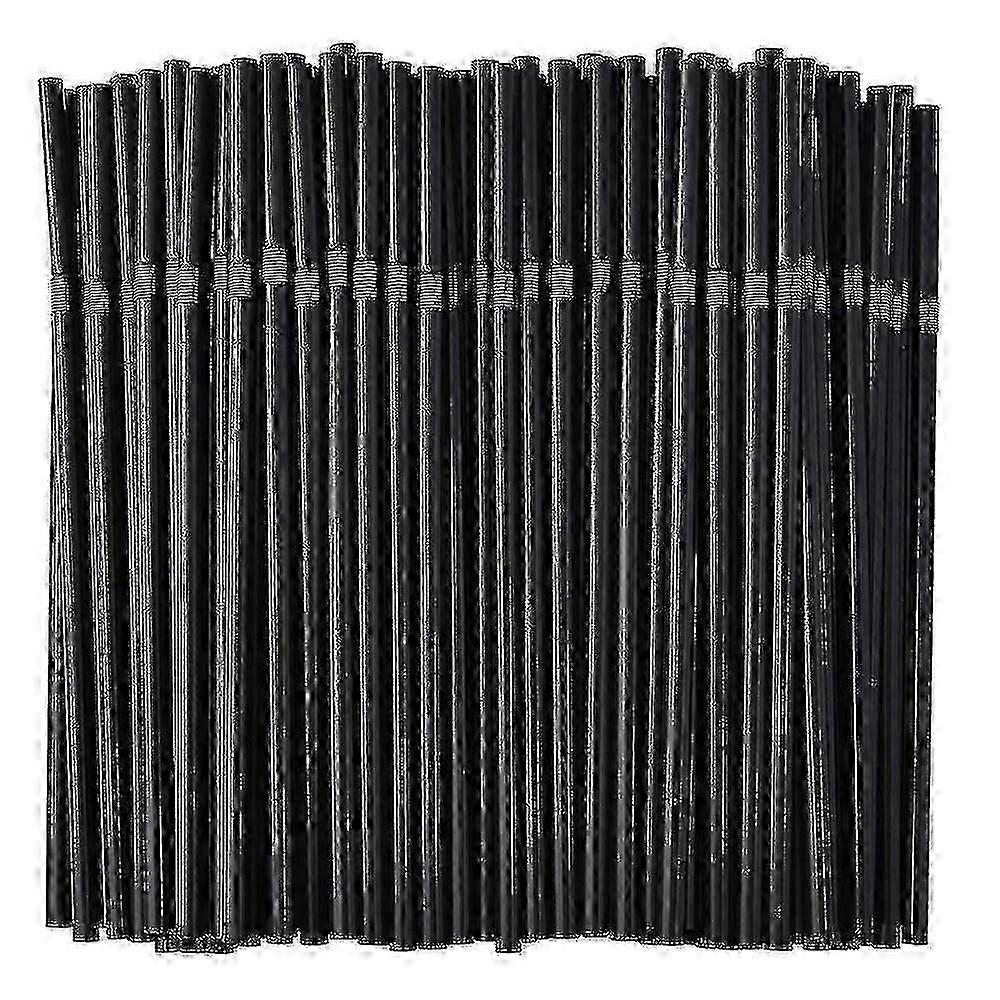 Flexible Black Plastic Drinking Straws - Disposable, 500/200/100pcs