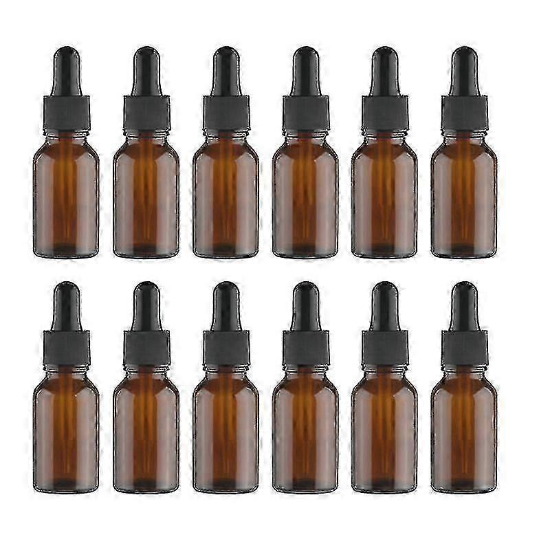 12 Pack Brown Glass Bottles for Essential Oils, Perfumes, Travel - 15ml Small Bottles