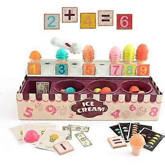 KATEA Ice Cream Toy for Kids - Pretend Play Set Food Toy for Toddler, Math Game, Ice Cream Cone Playset Shop Toys for Age 3 4 5 Years Old Girls and Bo