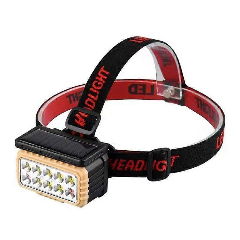 LED Solar Headlamp with Motion Sensor, USB Charging, Waterproof
