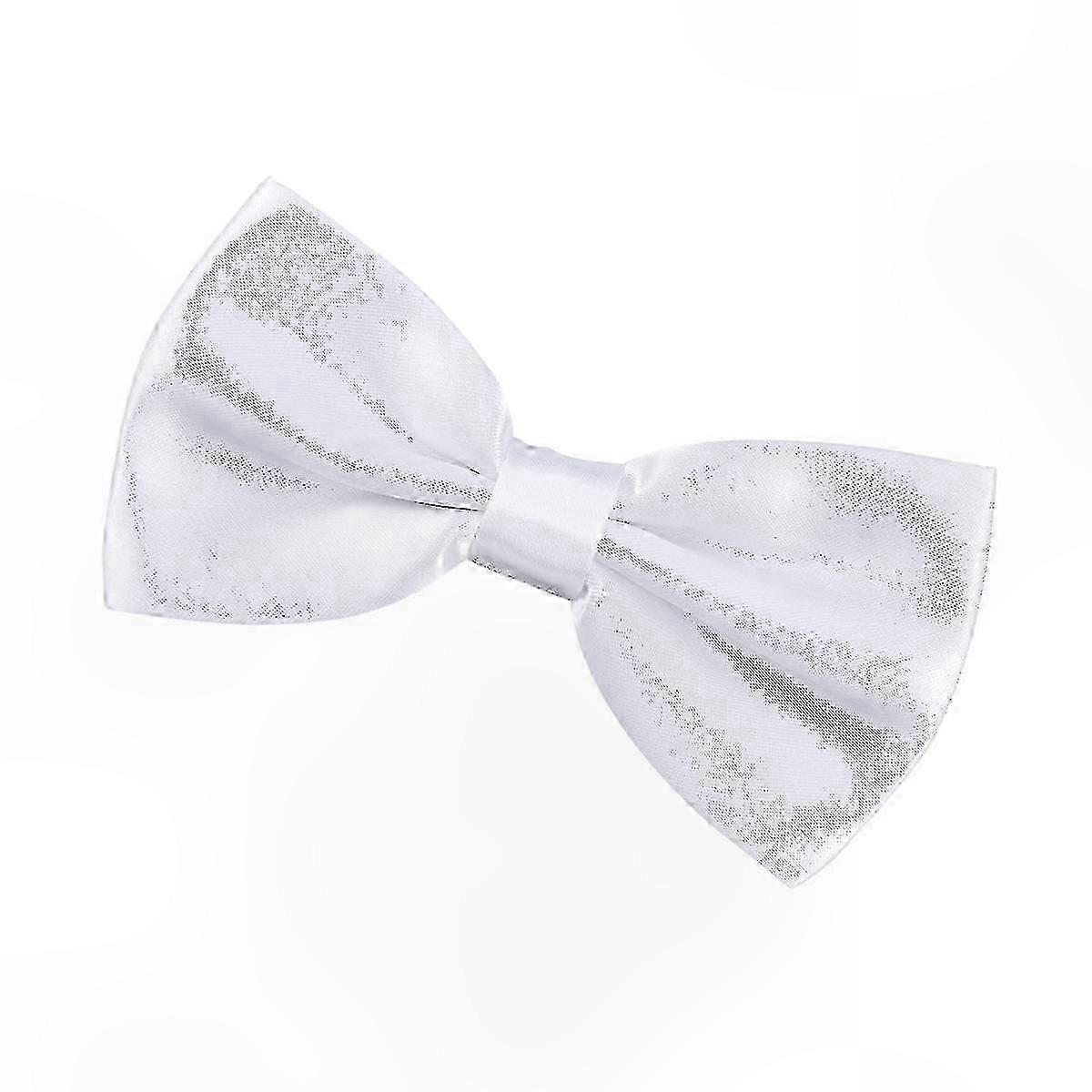 Men's White Polyester Silk Bow Tie compatible with compatible withmal Ocns - Durable & Versatile Accessory (1 Set)