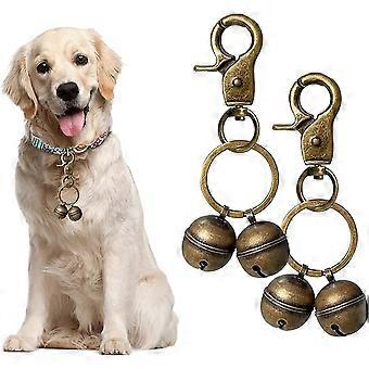 Cat and Dog Collar Bell, Loud Brass Bells with Split Iron Ring and Lobster Lock, for Pet Tracking and Wildlife Protection, 2-Pack