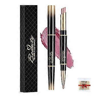 Double Ended Lipstick and Automatic Lip Liner, Waterproof Matte 2 in 1 Long Lasting Color Pen