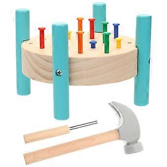 1 Set Wood Nails Pounding Hammering Toy Wooden Baby Workbench Pounding Hammer Toy