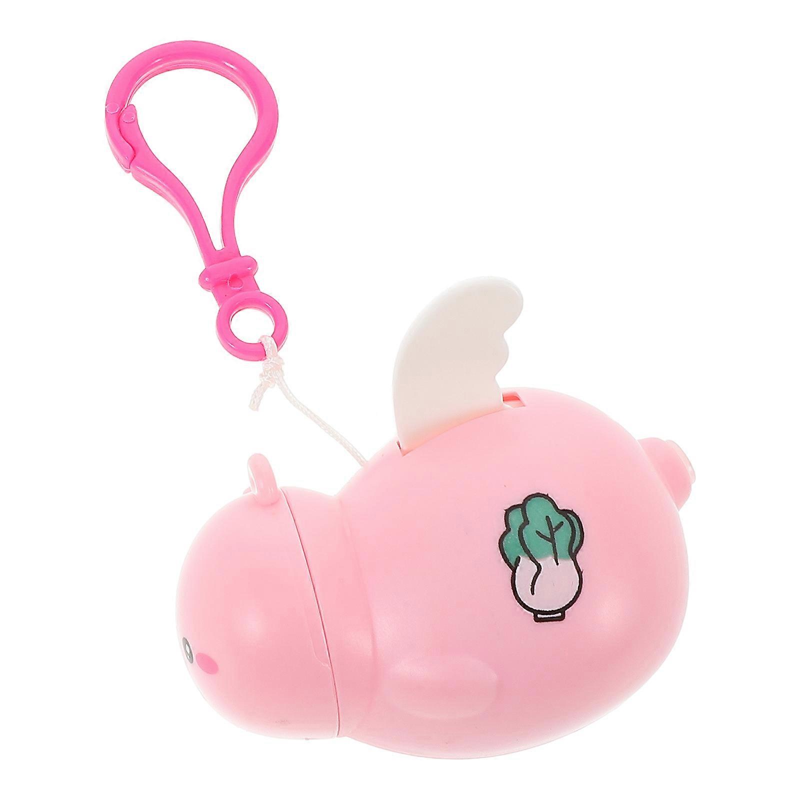 Pink Plastic Pull String Pig Keychain for Decoration Use Cute Accessory
