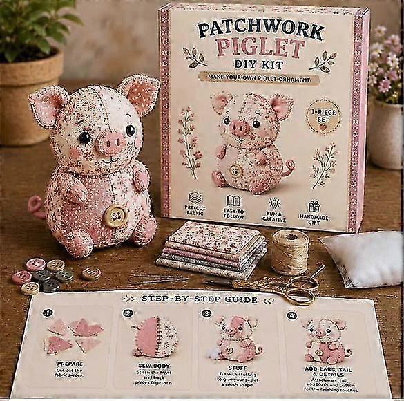 DIY Patchwork Animal Sewing Kit, Handmade Stuffed Animal Craft Set