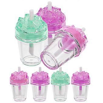 Conjunto de 7 tubos de plástico recarregáveis ​​para armazenamento de brilho labial.