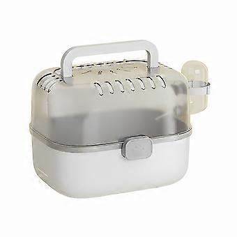Portable Hamster Carrier Cage Small Animal Travel Cage with Water Bottle Outdoor Pet Carrying Box Grey
