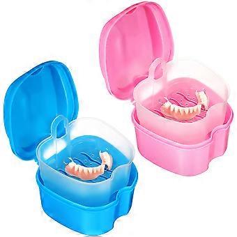 2pcs portatile denture caso di protesi da viaggio contenitore dentura domestica dentura tazza fornitura