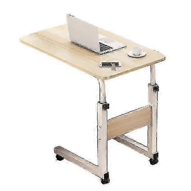 Adjustable Height Bedside Table - C Sofa Side Table With Locking Wheels, Multipurpose Mobile Wooden Desk
