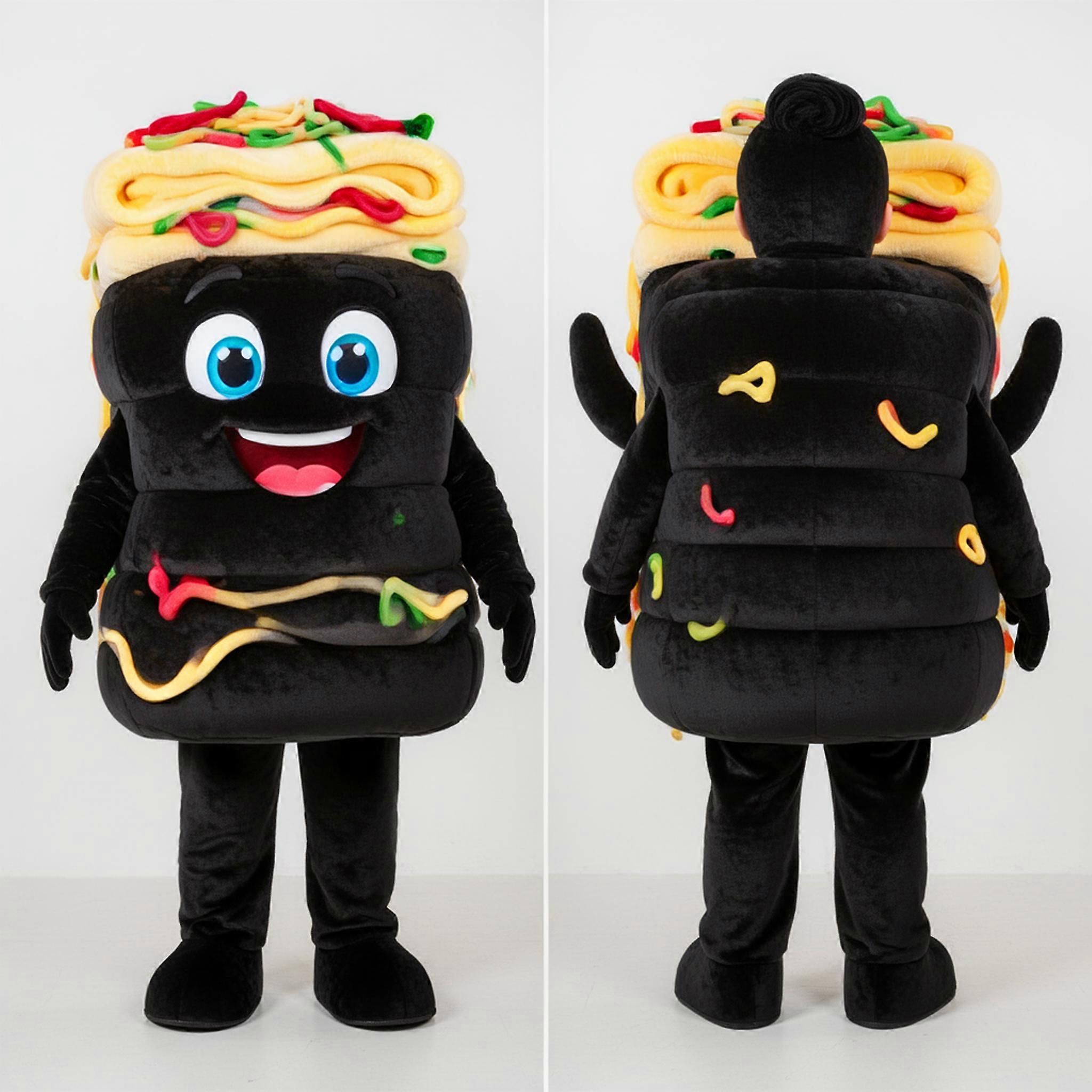MASTICOT Black Rounded Cartoon Lasagna Mascot
