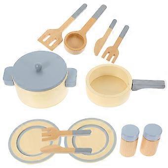 Houten keukenspeelset voor fantasiespel, kookgerei set (1 set) voor kinderen