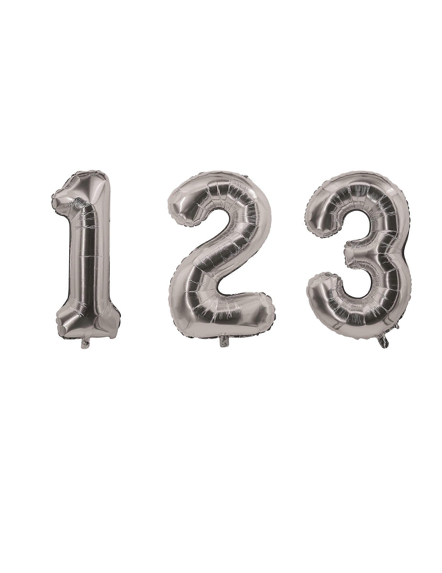 Silver number foil balloon 85 cm